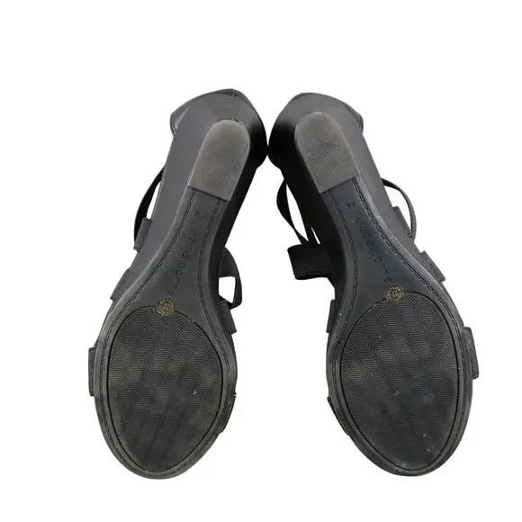 Liz Claiborne Shoes Womens 7 Wedge Sandal Fashion Heel Zip Strappy Black Classic - Picture 10 of 13